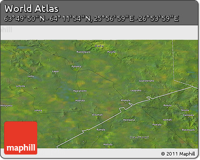 Satellite 3D Map of the Area around 64° 0' 52" N, 26° 25' 29" E