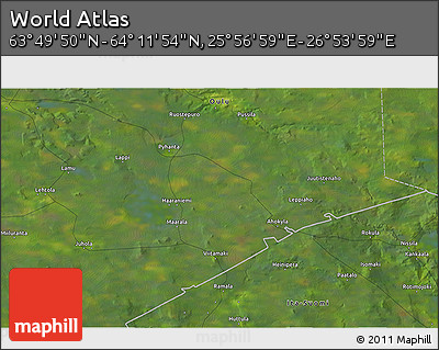 Satellite 3D Map of the Area around 64° 0' 52" N, 26° 25' 29" E