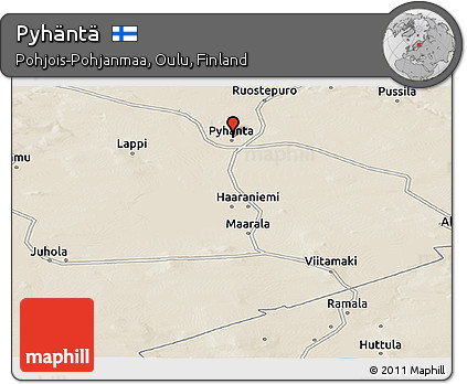Shaded Relief Panoramic Map of Pyhäntä