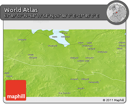 Physical 3D Map of the Area around 64° 0' 52" N, 27° 16' 29" E