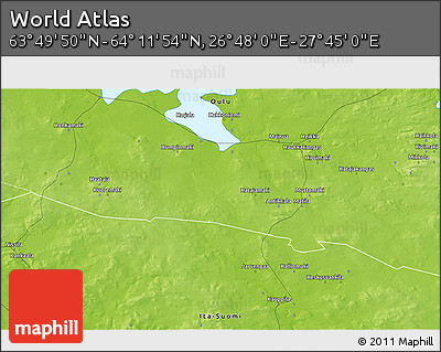 Physical 3D Map of the Area around 64° 0' 52" N, 27° 16' 29" E