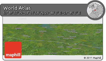 Satellite Panoramic Map of the Area around 64° 0' 52" N, 27° 16' 29" E