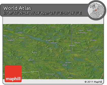 Satellite 3D Map of the Area around 64° 0' 52" N, 29° 49' 30" E