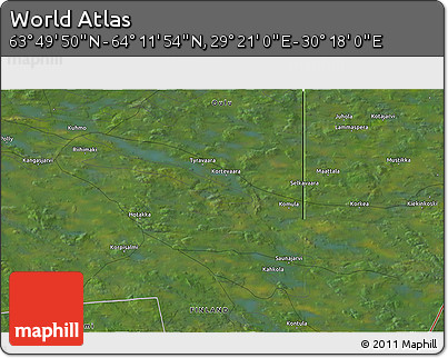 Satellite 3D Map of the Area around 64° 0' 52" N, 29° 49' 30" E