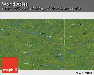 Satellite 3D Map of the Area around 64° 0' 52" N, 29° 49' 30" E