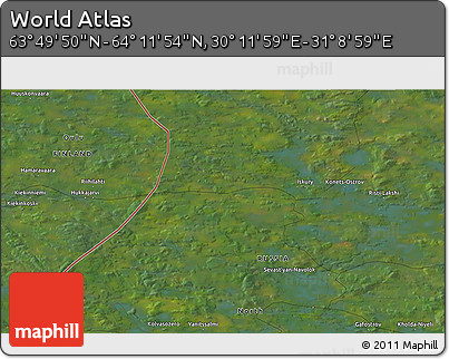 Satellite 3D Map of the Area around 64° 0' 52" N, 30° 40' 29" E