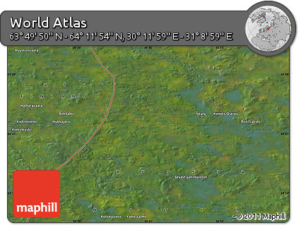 Satellite Map of the Area around 64° 0' 52" N, 30° 40' 29" E