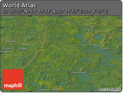 Satellite Map of the Area around 64° 0' 52" N, 30° 40' 29" E