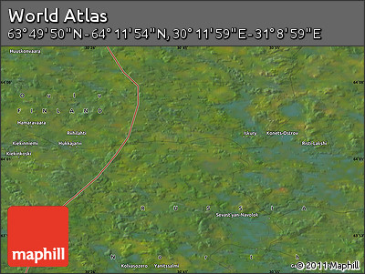 Satellite Map of the Area around 64° 0' 52" N, 30° 40' 29" E