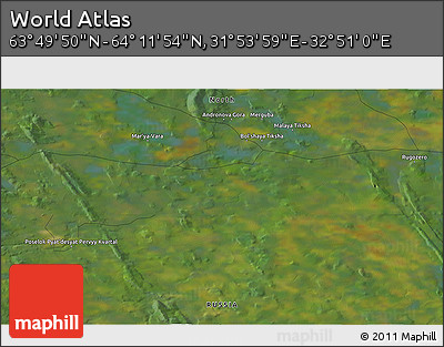 Satellite 3D Map of the Area around 64° 0' 52" N, 32° 22' 30" E