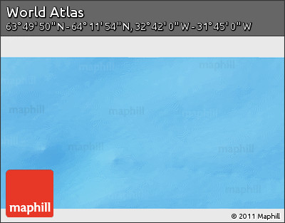 Physical 3D Map of the Area around 64° 0' 52" N, 32° 13' 30" W