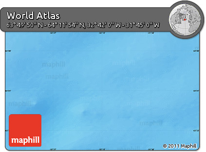 Physical Map of the Area around 64° 0' 52" N, 32° 13' 30" W