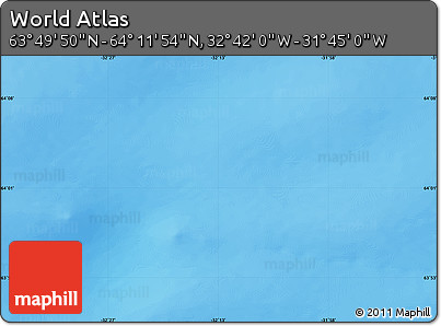 Physical Map of the Area around 64° 0' 52" N, 32° 13' 30" W
