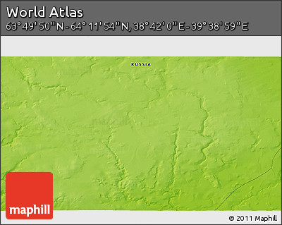 Physical 3D Map of the Area around 64° 0' 52" N, 39° 10' 29" E