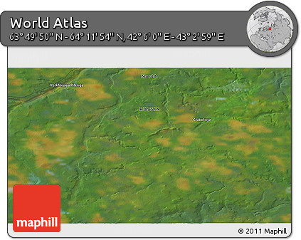 Satellite 3D Map of the Area around 64° 0' 52" N, 42° 34' 30" E