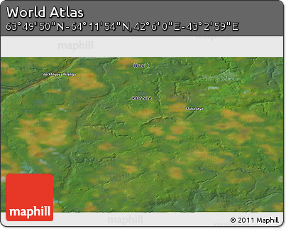 Satellite 3D Map of the Area around 64° 0' 52" N, 42° 34' 30" E