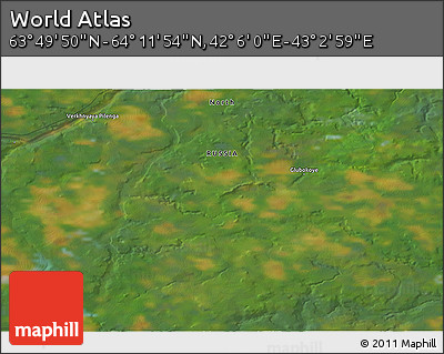 Satellite 3D Map of the Area around 64° 0' 52" N, 42° 34' 30" E