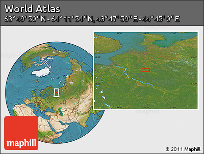 Satellite Location Map of the Area around 64° 0' 52" N, 44° 16' 29" E