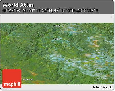 Satellite 3D Map of the Area around 64° 0' 52" N, 47° 40' 29" E
