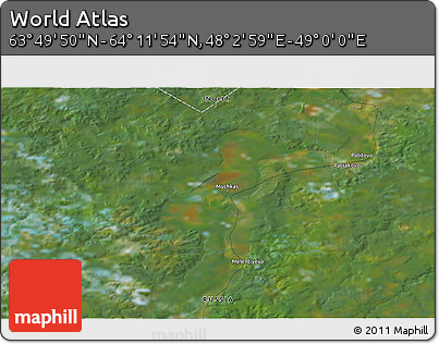 Satellite 3D Map of the Area around 64° 0' 52" N, 48° 31' 29" E