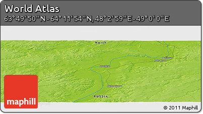 Physical Panoramic Map of the Area around 64° 0' 52" N, 48° 31' 29" E