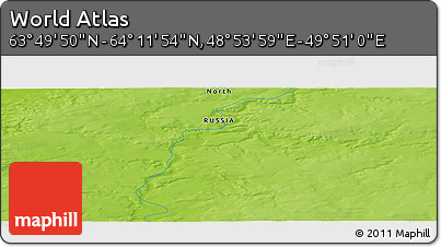Physical Panoramic Map of the Area around 64° 0' 52" N, 49° 22' 30" E