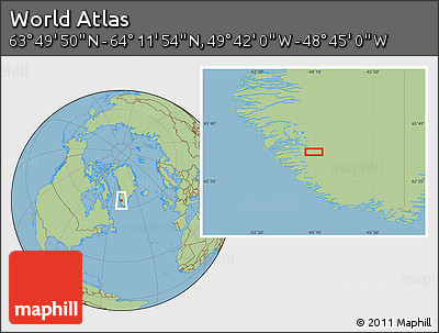 Savanna Style Location Map of the Area around 64° 0' 52" N, 49° 13' 30" W
