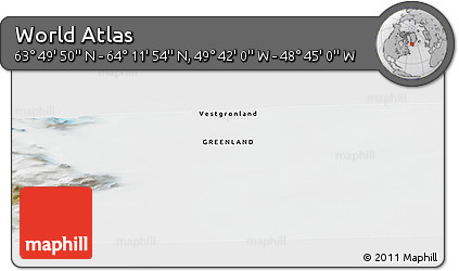 Satellite Panoramic Map of the Area around 64° 0' 52" N, 49° 13' 30" W