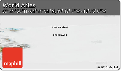 Satellite Panoramic Map of the Area around 64° 0' 52" N, 49° 13' 30" W