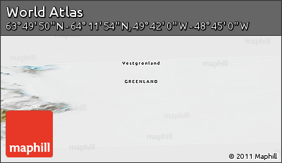 Satellite Panoramic Map of the Area around 64° 0' 52" N, 49° 13' 30" W