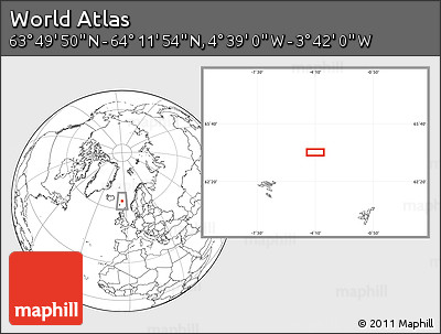 Blank Location Map of the Area around 64° 0' 52" N, 4° 10' 30" W