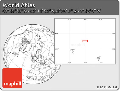 Blank Location Map of the Area around 64° 0' 52" N, 4° 10' 30" W
