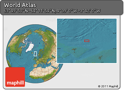 Satellite Location Map of the Area around 64° 0' 52" N, 4° 10' 30" W