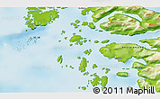 Physical 3D Map of the area around 64° 0' 52" N, 51° 46' 29" W