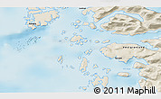 Shaded Relief 3D Map of the area around 64° 0' 52" N, 51° 46' 29" W