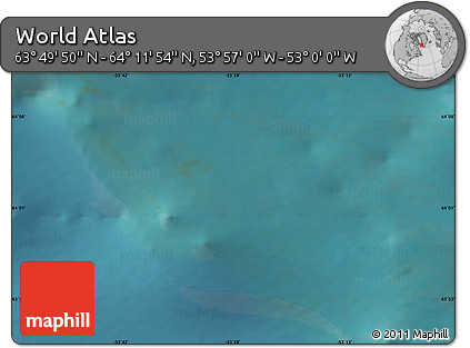 Satellite Map of the Area around 64° 0' 52" N, 53° 28' 30" W