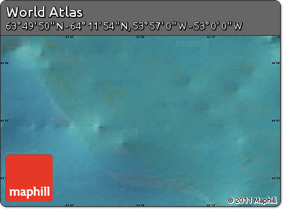 Satellite Map of the Area around 64° 0' 52" N, 53° 28' 30" W