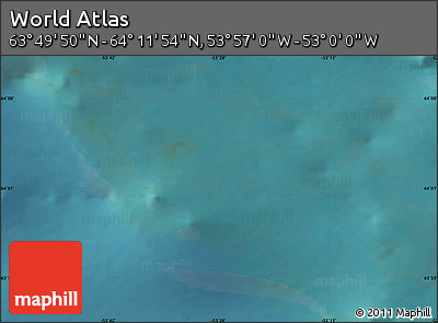 Satellite Map of the Area around 64° 0' 52" N, 53° 28' 30" W