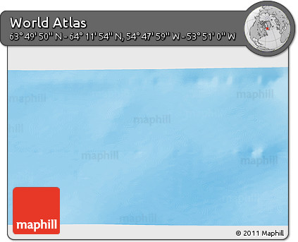 Physical 3D Map of the Area around 64° 0' 52" N, 54° 19' 30" W