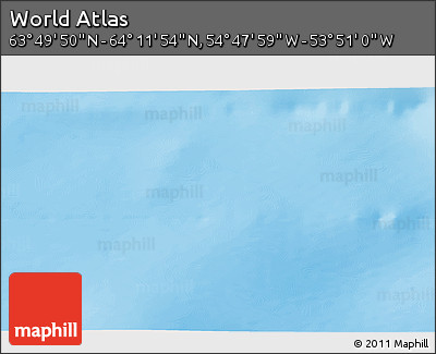 Physical 3D Map of the Area around 64° 0' 52" N, 54° 19' 30" W