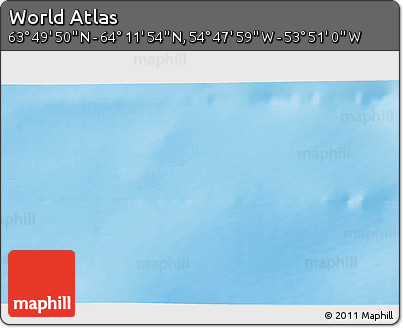 Physical 3D Map of the Area around 64° 0' 52" N, 54° 19' 30" W