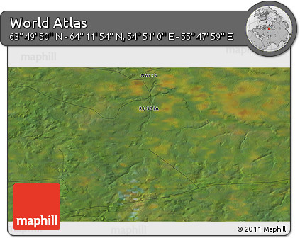 Satellite 3D Map of the Area around 64° 0' 52" N, 55° 19' 30" E