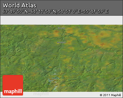 Satellite 3D Map of the Area around 64° 0' 52" N, 55° 19' 30" E