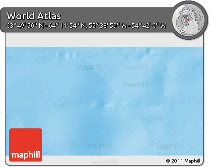 Physical 3D Map of the Area around 64° 0' 52" N, 55° 10' 29" W