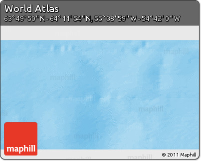 Physical 3D Map of the Area around 64° 0' 52" N, 55° 10' 29" W
