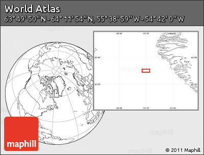 Blank Location Map of the Area around 64° 0' 52" N, 55° 10' 29" W