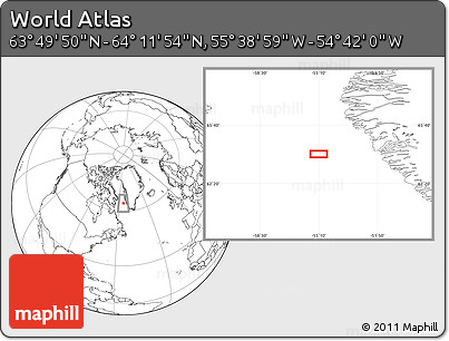 Blank Location Map of the Area around 64° 0' 52" N, 55° 10' 29" W