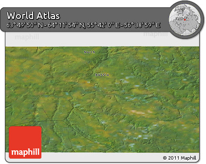 Satellite 3D Map of the Area around 64° 0' 52" N, 56° 10' 29" E