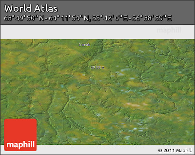 Satellite 3D Map of the Area around 64° 0' 52" N, 56° 10' 29" E