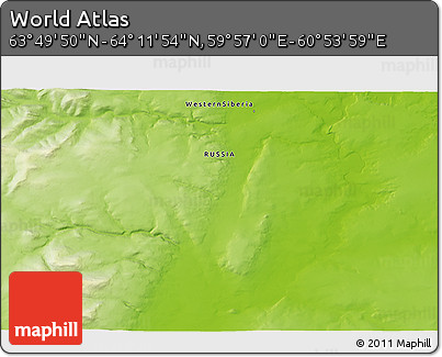 Physical 3D Map of the Area around 64° 0' 52" N, 60° 25' 29" E